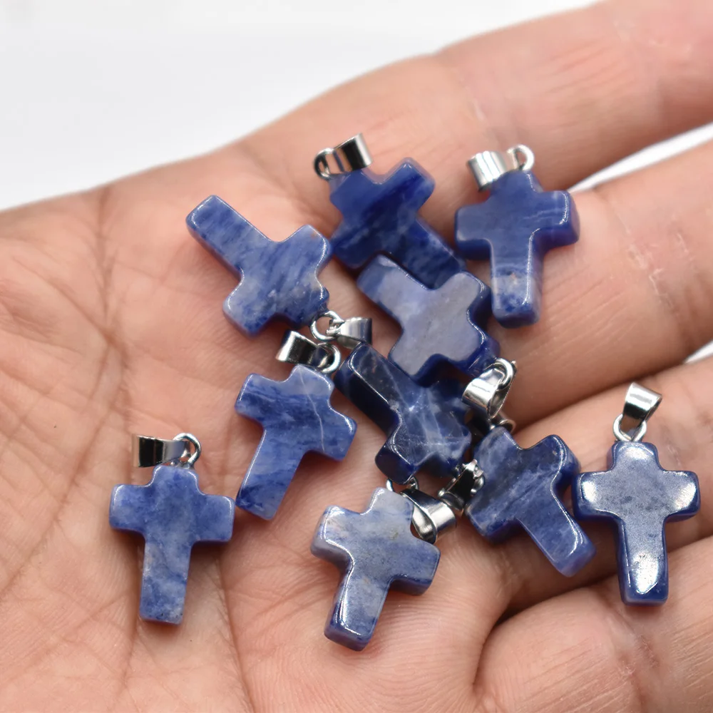 Großhandel 50 Stück/Lot Mode 12x16mm Natürlicher Tigerauge-Stein Rosenquarz Kreuzanhänger Charms Ohrringe Halsketten Schmuckherstellung – Detail 13