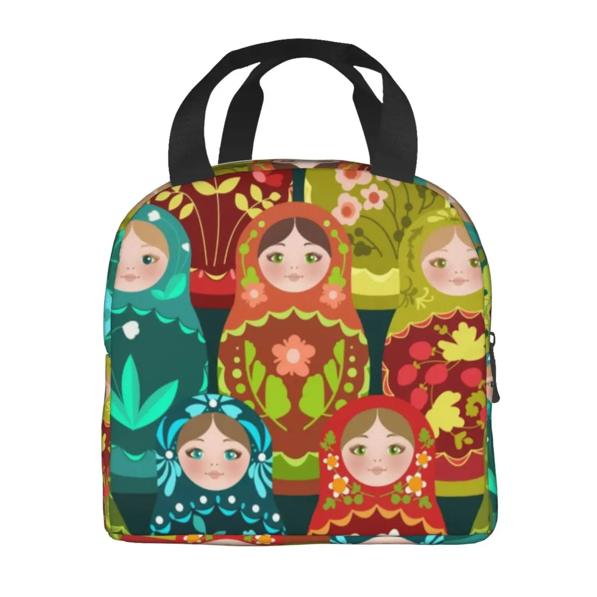 Custom Russia Matryoshka Doll Pattern Lunch Boxes for Women Russian Babushka Thermal Cooler Food Insulated Lunch Bag Office Work