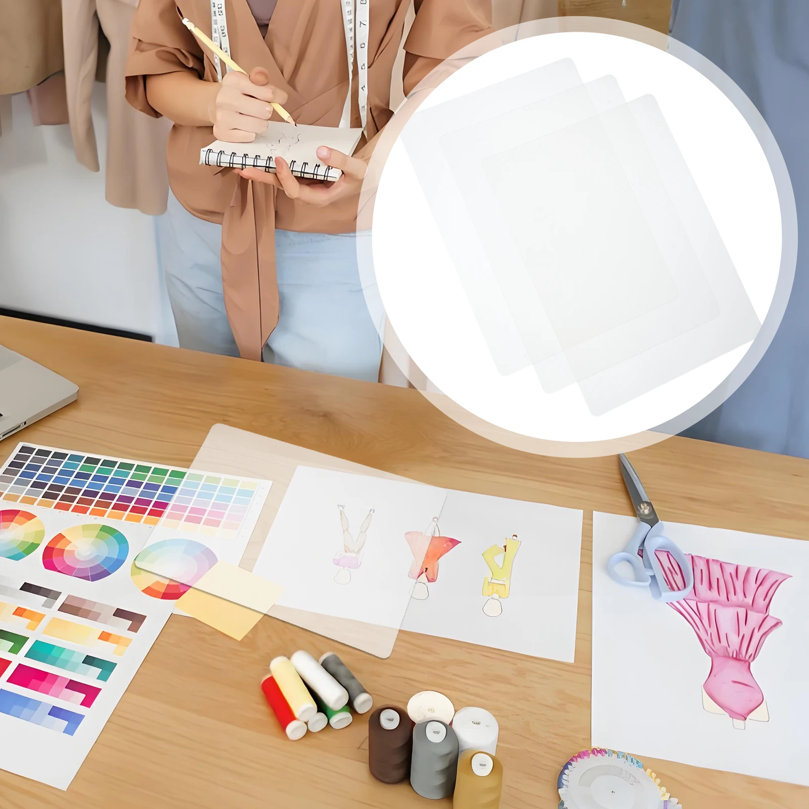 3Pcs Transparent Anti-Slip Writing Pad Lightweight Smooth Surface Sketch Mat for Students Office School Exam Drawing Board