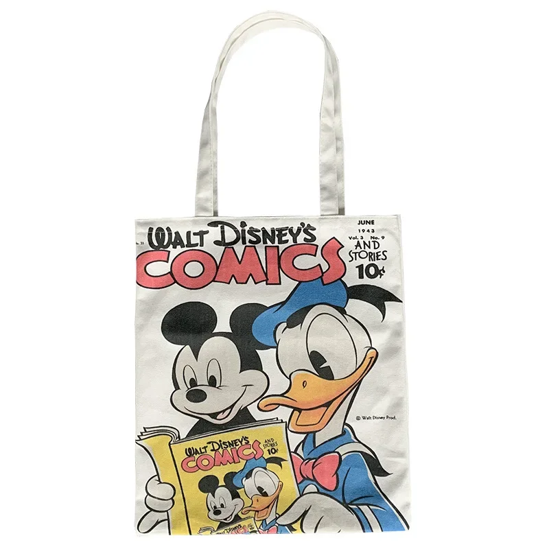 Disney cartoon Minnie Mickey Donald Duck girl shoulder bag handbag canvas large capacity student graffiti school bag