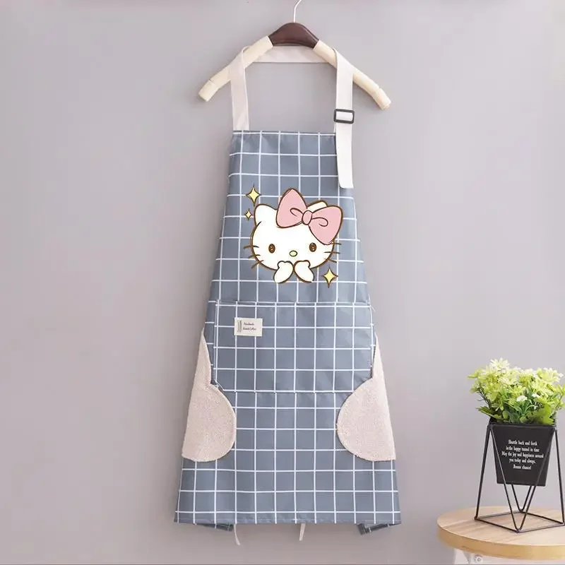 Hello Kitty Apron Kitchen Cooking Baking Aprons Waterproof Oilproof Dining Aprons Cartoon Women Hand Towel Apron Work Clothes