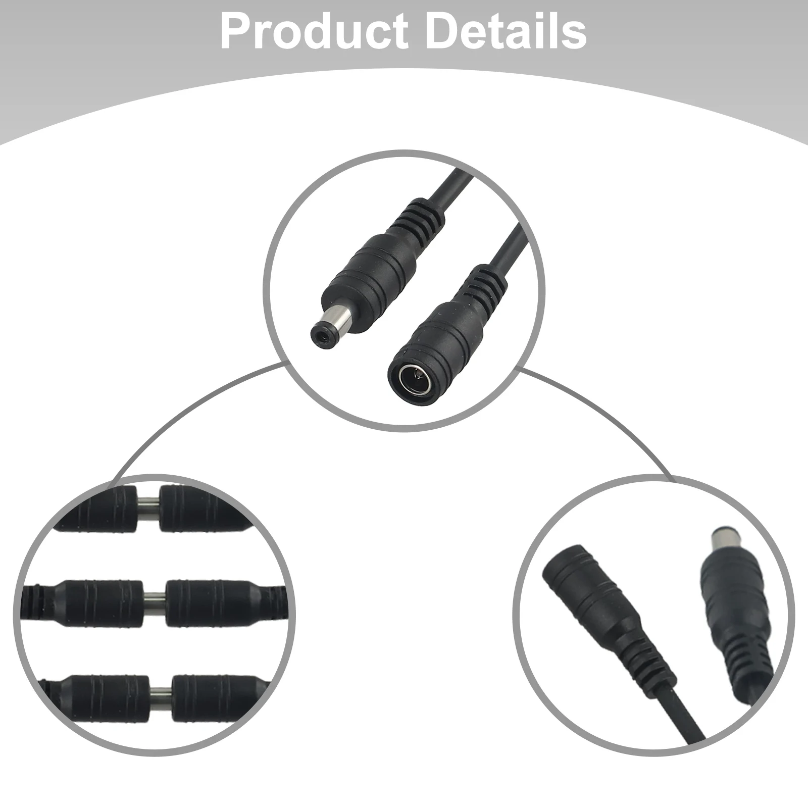 5 Pairs DC 5.5*2.1mm Power Cord with Male and Female Connectors 1pin 15cm Cable for CCTV Surveillance LED Lighting Power Supply