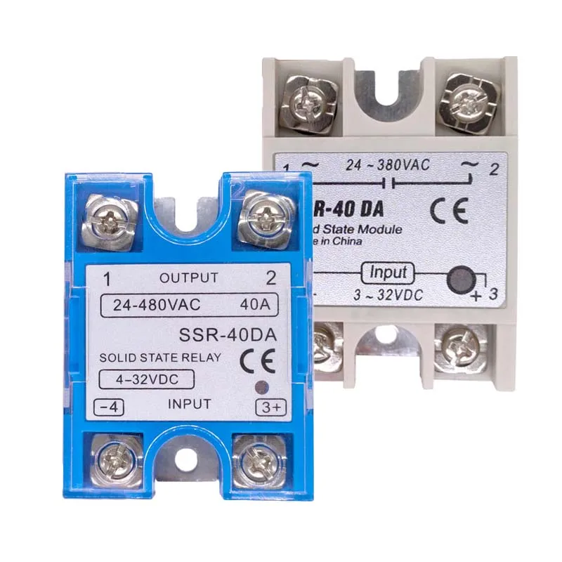 1 Pc SSR White or Blue Shell Single Phase Solid State Relay Module for PID Temperature Control  DD DA SSR-25DA SSR-40DA SSR-40DD