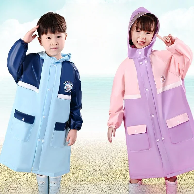 Children's Raincoat Full Body Waterproof with Backpack Position for Schooling Boys Girls Walking Raincoat Autumn Color
