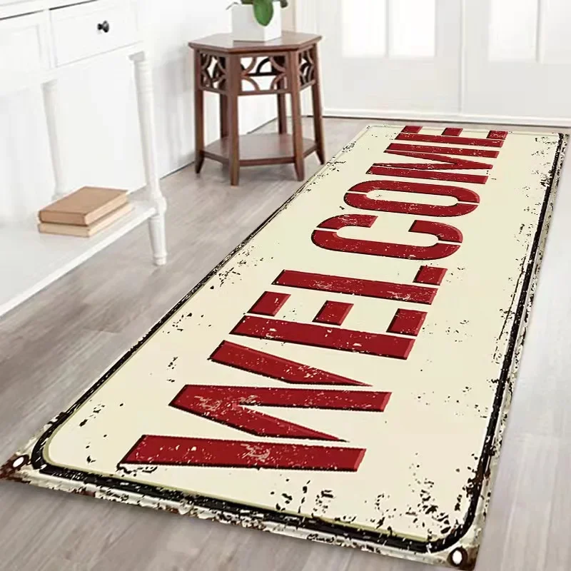 3D Letter Printed Laundry Room Door Mat Bedroom Hallway Doorway Kitchen Rug Long Strip Durable Area Rugs Carpet Home Decoration