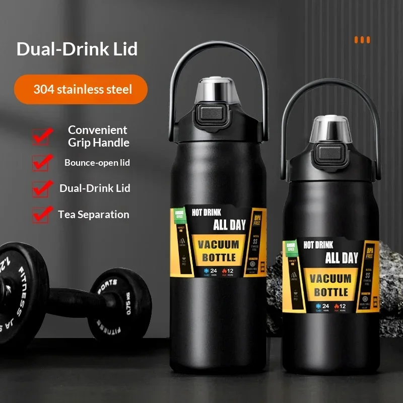 Stainless Steel Insulated Cup 304 Vacuum Thickened Shatterproof Outdoor Thermos Sports Bottle 12h Insulation Office Home
