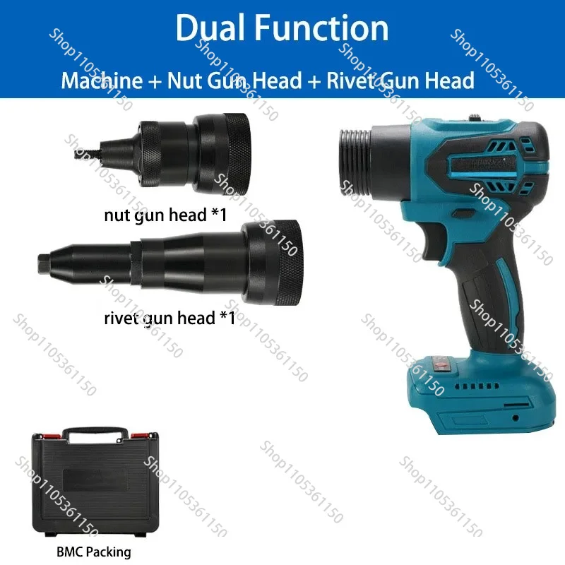 Dual Function 2.4-5mm Battery Brushless Riveting Gun Full Automatic Cordless Pulling Riveter M3-M12 Lithium Electric Nut Gun