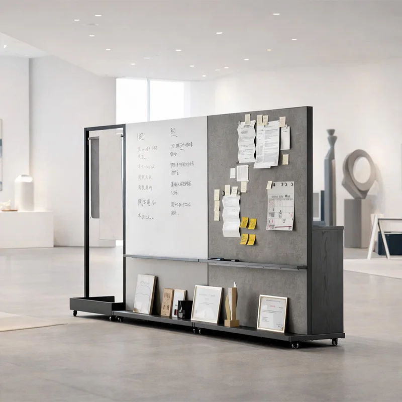 Removable office cabinets with dry cleaning board baffles, flexible modular storage units for flexible working
