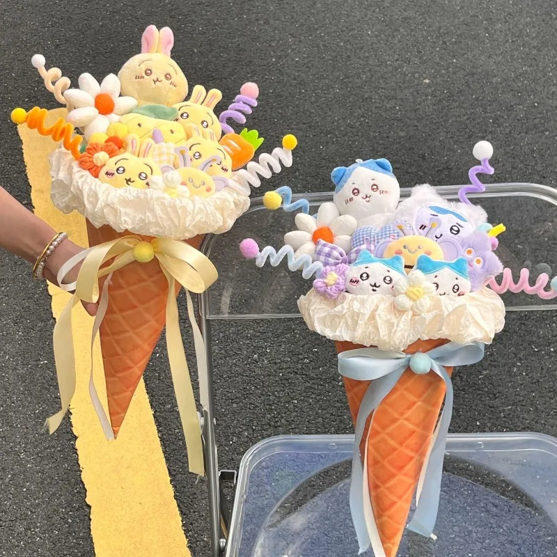 

Anime Chiikawa Usagi Hachi Kii Chiikawa Ice Cream Plush Toy Bouquet Cute Kawaii Stress Relief Gift for Birthday Anniversary 2026