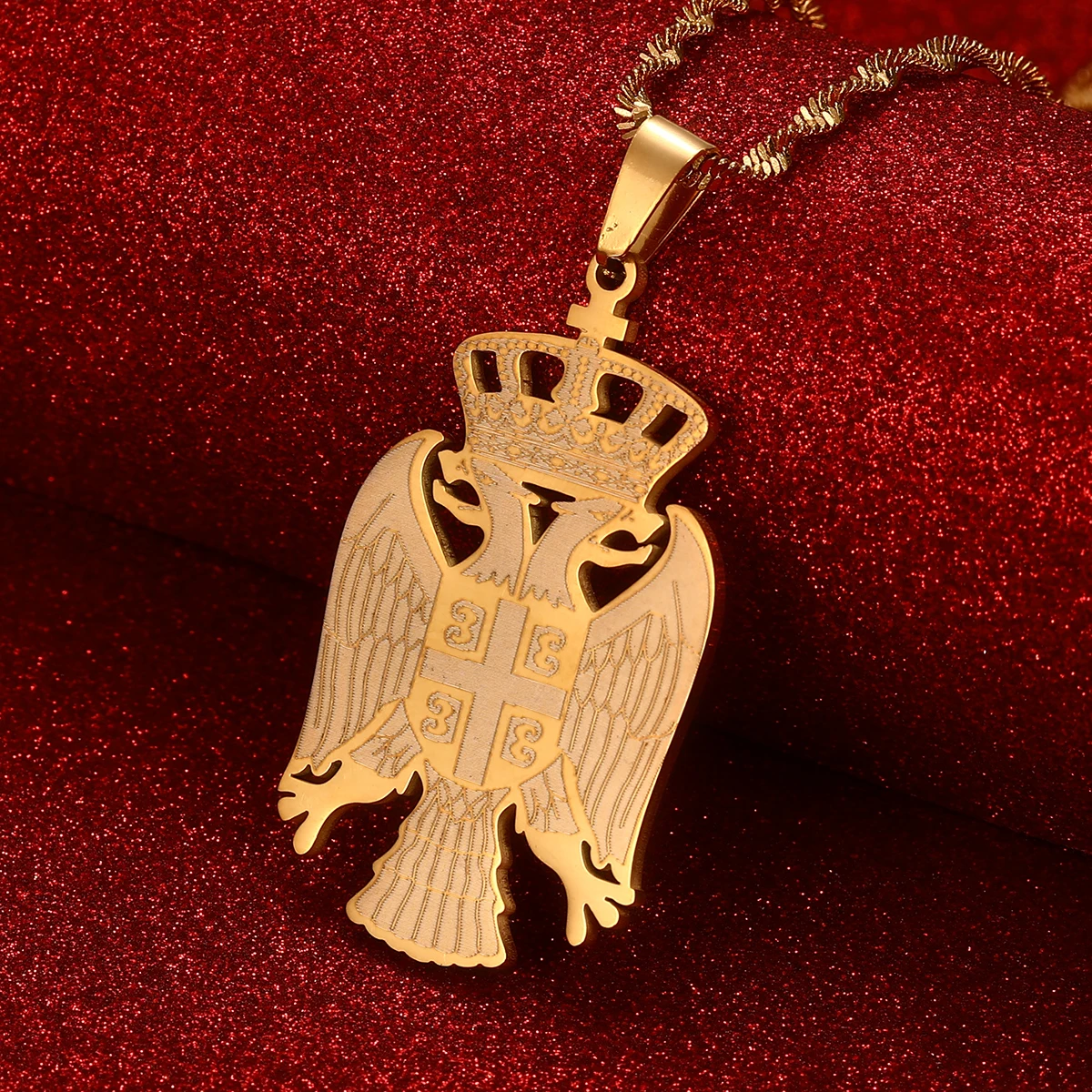 Republic of Serbia Serbian Eagle Pendant Necklaces for Women Girls Srbija Jewelry