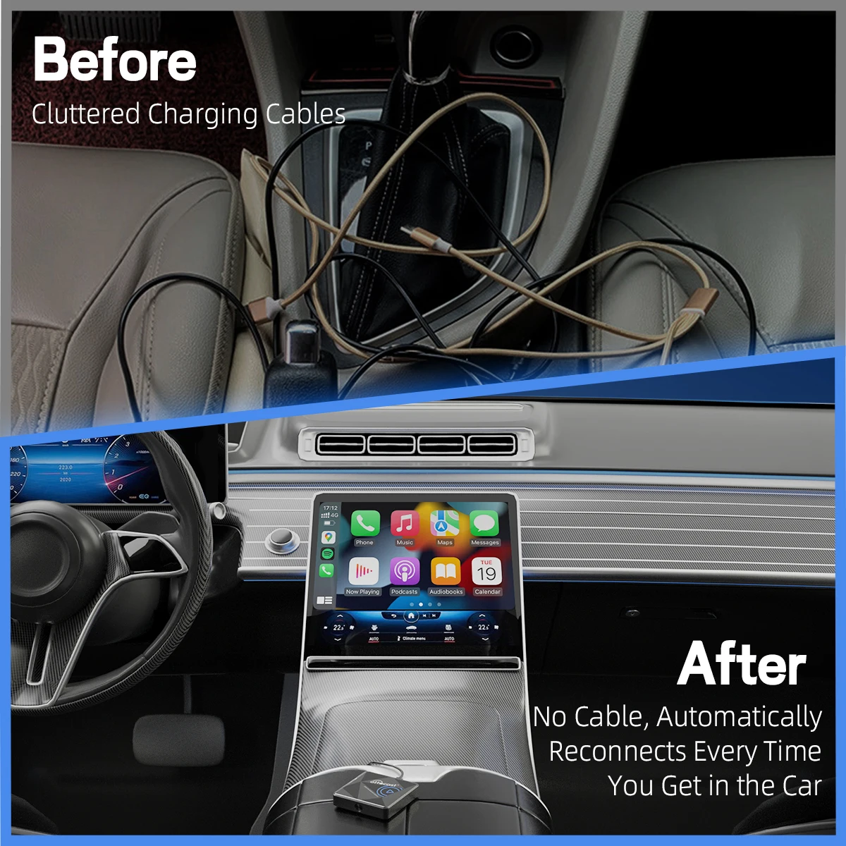 OTTOCAST U2 Air PRO Wireless CarPlay Adapter Dongle Support for iPhone Car Accessories for Chevrolet Lexus VW Ford Kia Benz
