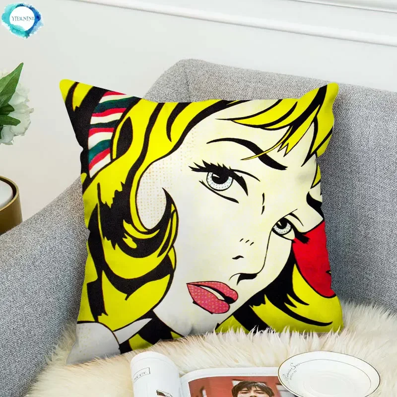 

Pop Art Pillowcase Cushion Cover Covers 45*45 Car Sofa Throw Pillow Short Plush Luxury Pillows Decor Home Decorative Bed Cases