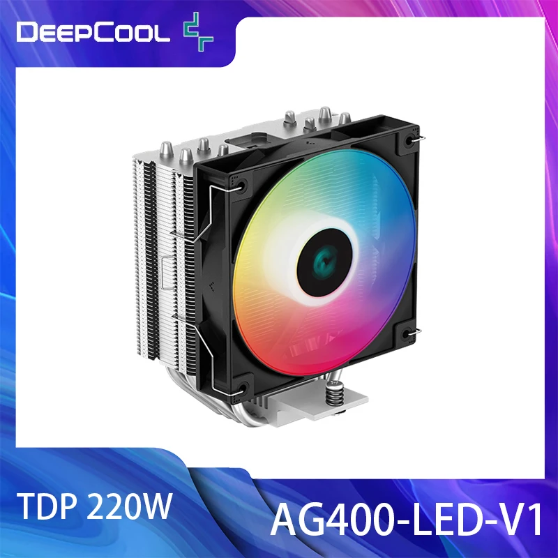 Deepcool-Refroidisseur de processeur PC pour LIncome, refroidisseur refroidi à l'air, AG400 LED, 4 caloducs, Cchancelor, TDP, 220W, 1200, 1151, 1150/1155, AM4