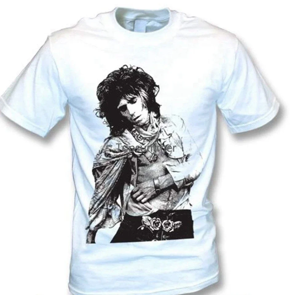 Camiseta de algodón de manga corta para hombre, camisa de Color blanco y negro con estampado de la foto de Keith, Richard, Hip Hop