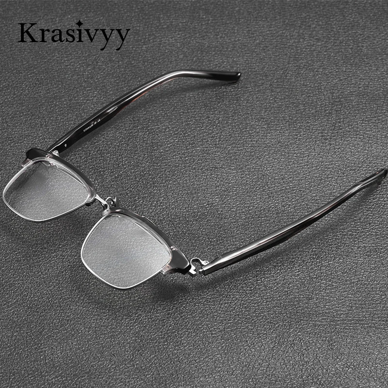 

Очки Krasivyy Flip Cover в титаново-ацетатной оправе, квадратные, в деловом стиле, с полной оправой, европейский бренд, оптические очки
