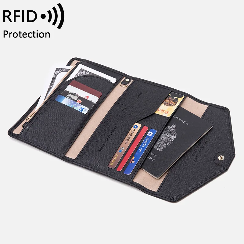 

Leather Multi-card Wallet Multifunctional Passport Bag Portable Airplane Ticket Protector Ticket Pocket Leather Passport Pouch S