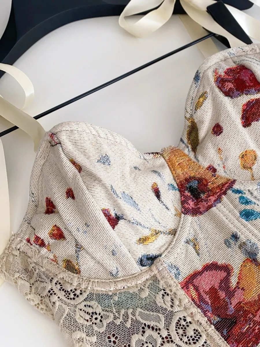 Foamlina Dopamine Sexy arête de poisson cintré taille licou Tube Corset femmes été maille Patchwork chaude fille Petite recadrée gilet