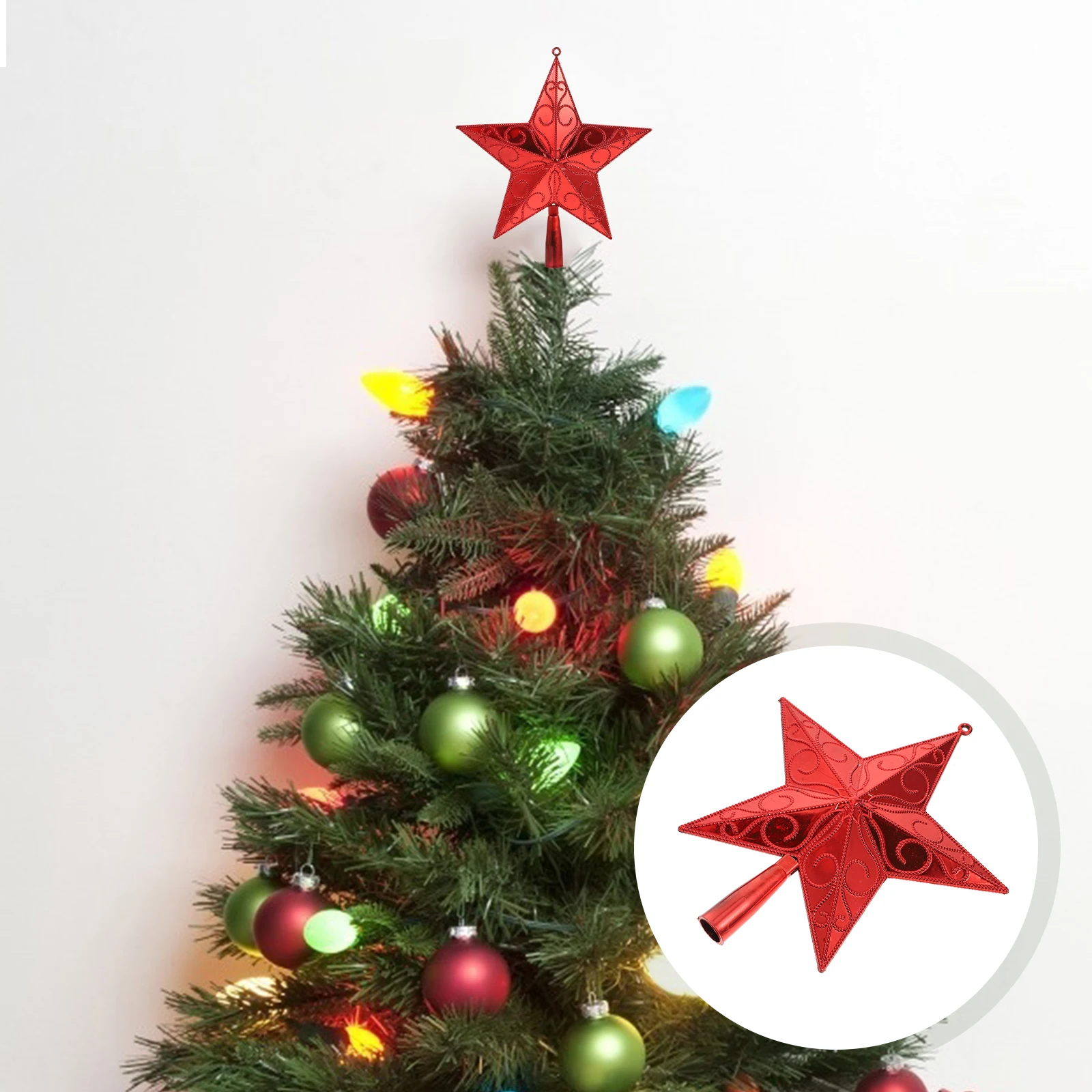 

Tree Top Star Xmas Trees Christmas Topper Silver Accessories Plastic Decorations Red Real Gold