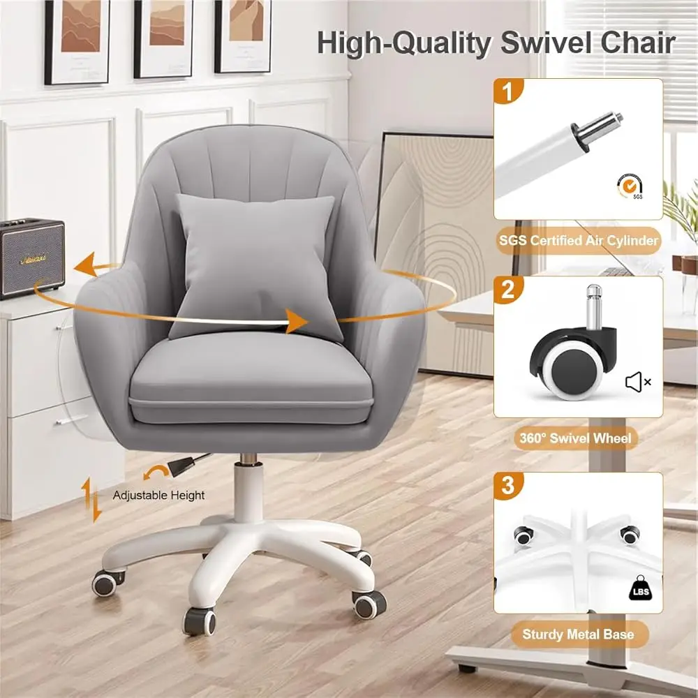 Home Office Chair Velvet Vanity Chairs Cute Makeup Desk Chair With Wheels Mid Ba Computer Chairs Height Adjustable Small Swivel