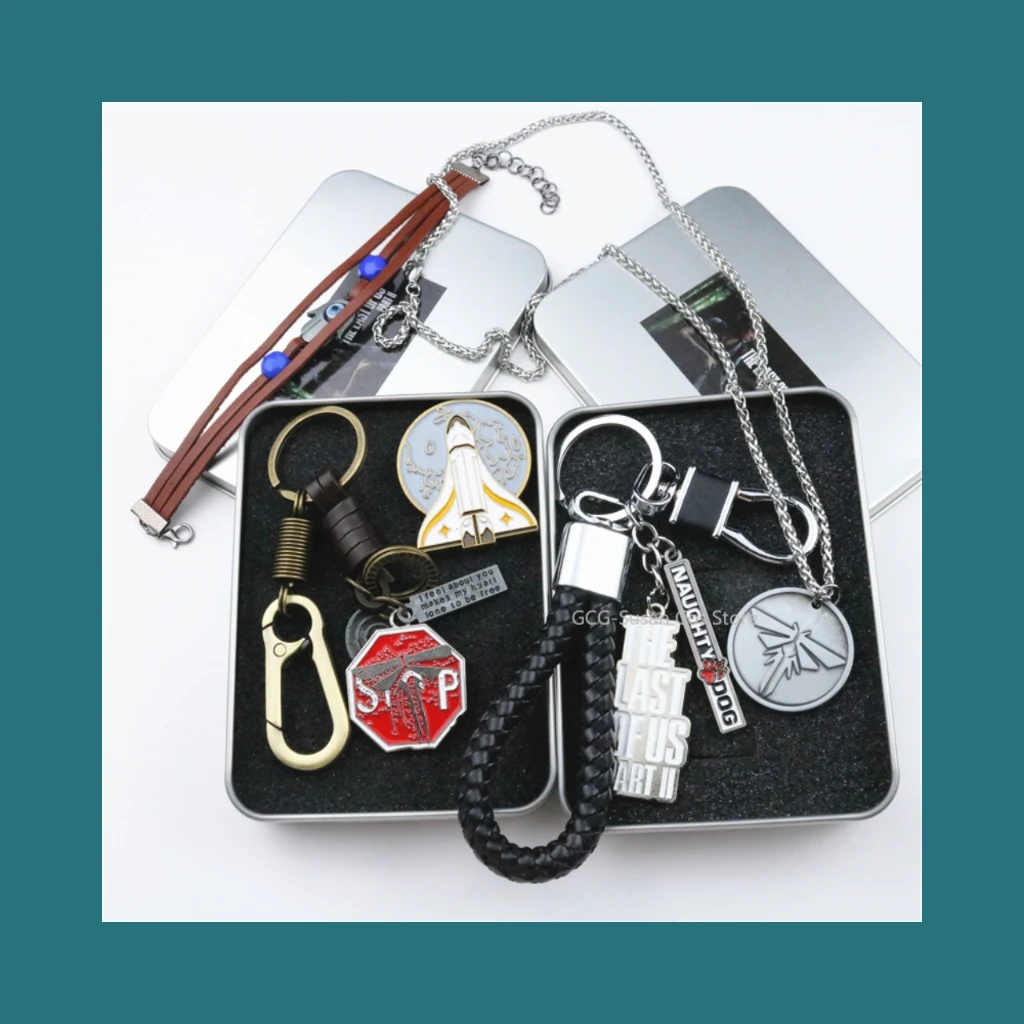 

Firefly Pendant Ellie Williams cosplay Rocket Brooch Keychain Game with Ellie Cosplay Metal texture Leather Bracelet