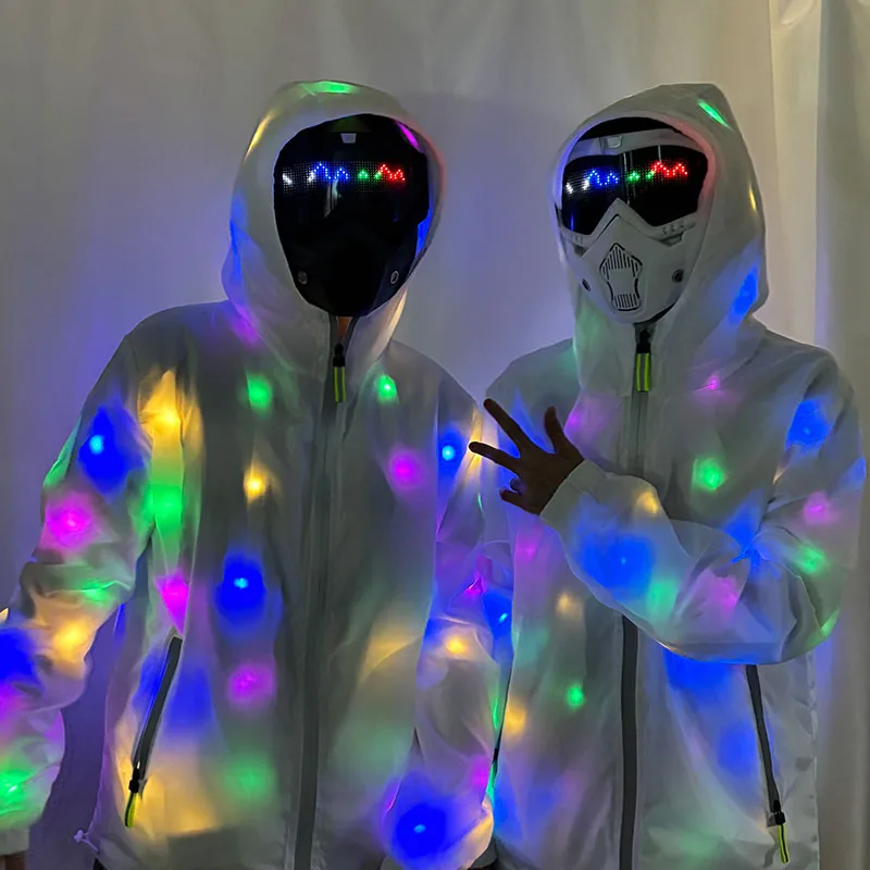 Cyberpunk Blueteeth LED Mask DIY Pattern Programmable Masks USB Charging Men Headgear Stage Performance Photo Props