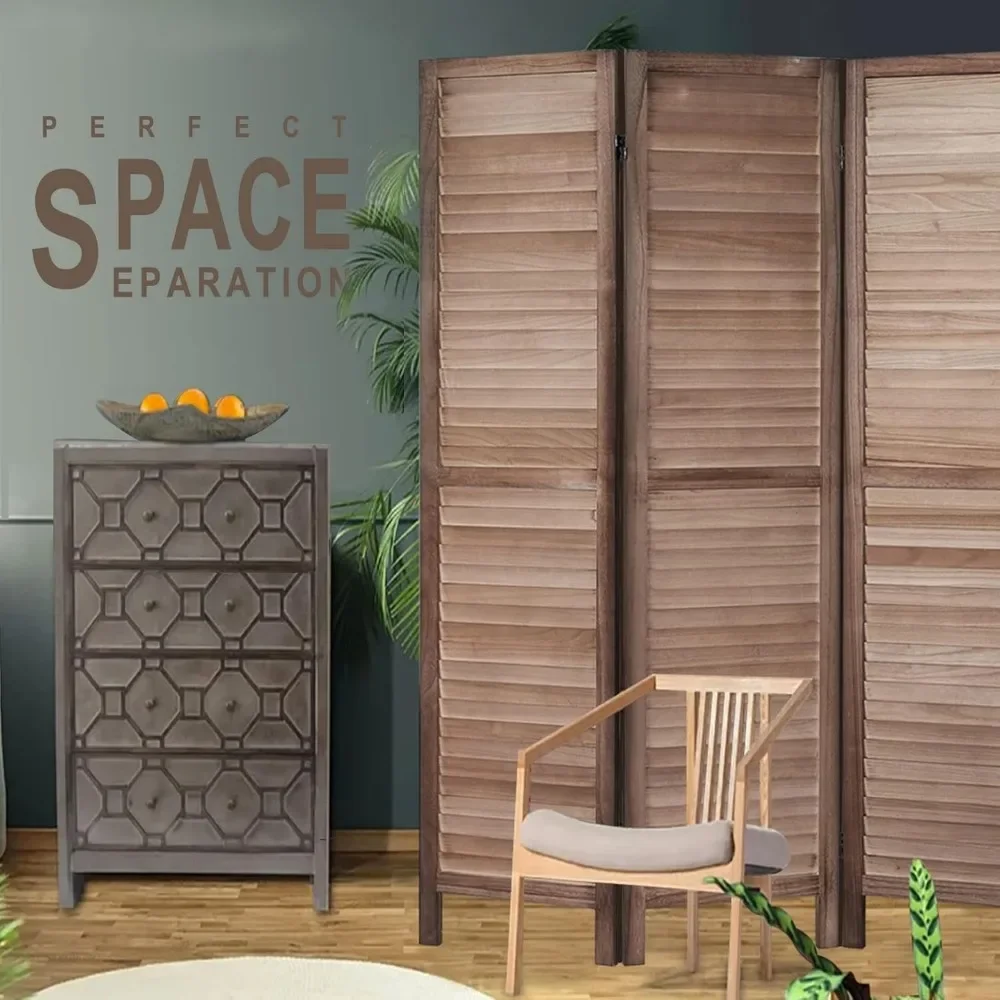 6 Panel Room Divider Wall, Wood Privacy Screen, Room Dividers and Folding Privacy Screens, 5.6Ft Tall 16