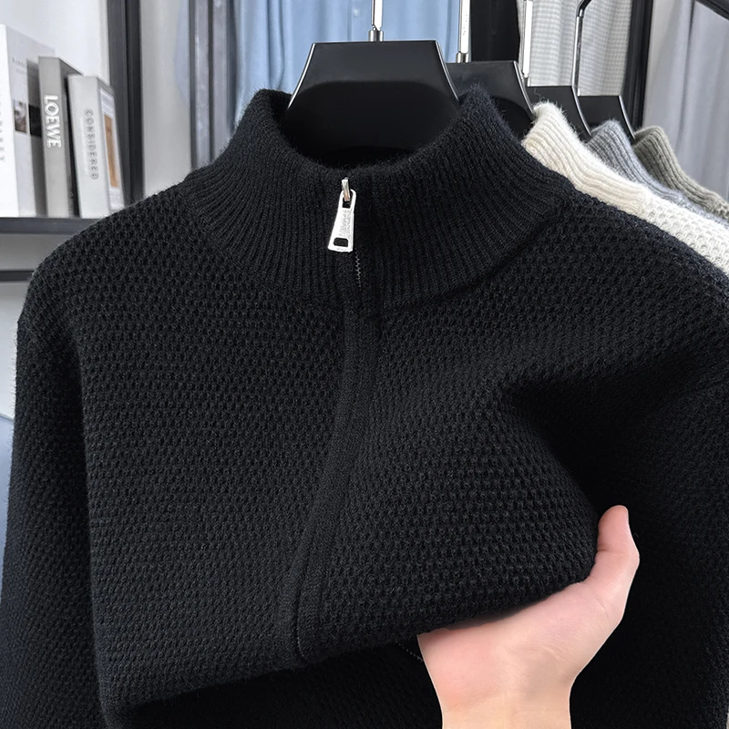 Hochwertige Herren-Strickjacke Hochwertige Marke Einfaches Reißverschluss-Design mit Stehkragen Herbst-Winter Neue Mode Lässiger Pullover-Mantel – Detail 18