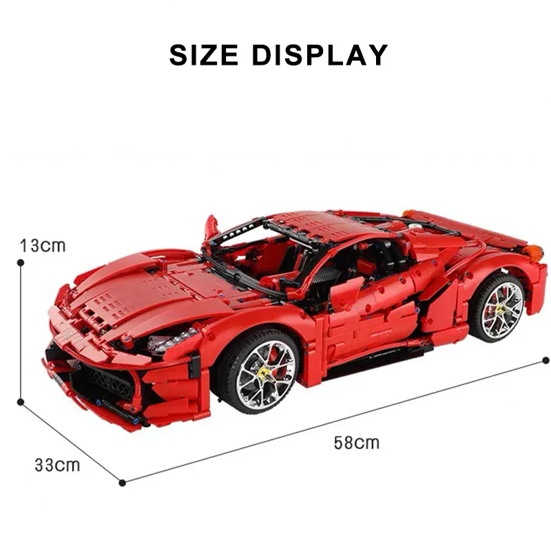 Kbox 3380PCS Modelo de coche deportivo rojo Juguete de bloques de construcción - Decoración del hogar, Regalo de vacaciones para niños, Modelo de bloques de construcción coleccionables