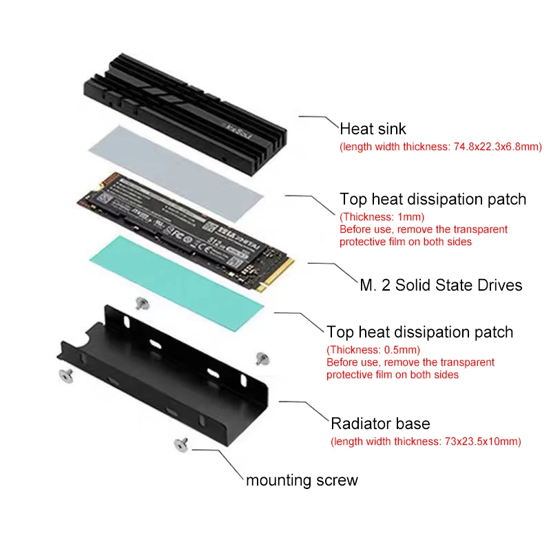 ฮีทซิงค์ SSD แบบสองด้าน 1 ชิ้น พร้อมแผ่นซิลิโคนระบายความร้อน Final Cool IceSoul 01 สำหรับ M.2 2280 M.2 2242 M.2 2230