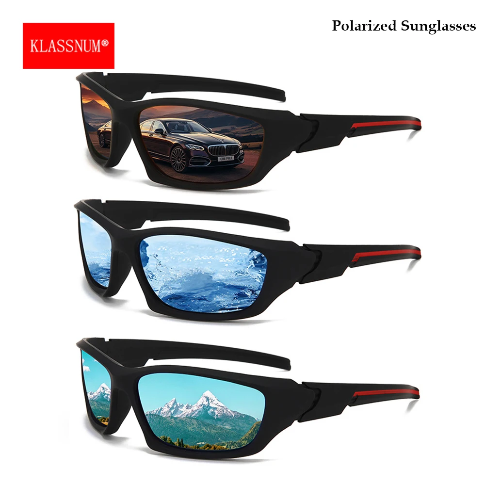 KLASSNUM Men Driving Fishing Anti Glare Driver Sun Glasses Polarized Sports Sunglasses Man's and Women's New Cycling Glasses