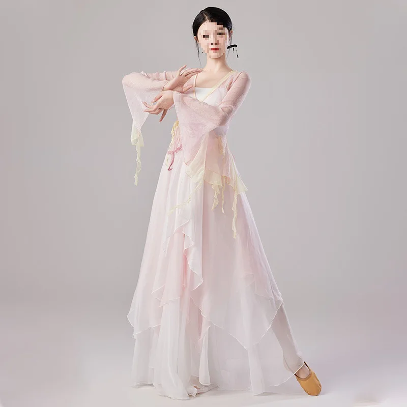 Classical dance performance attire, women's pants and skirts, graceful and ethereal dance attire, Chinese dance mesh, cardigan,