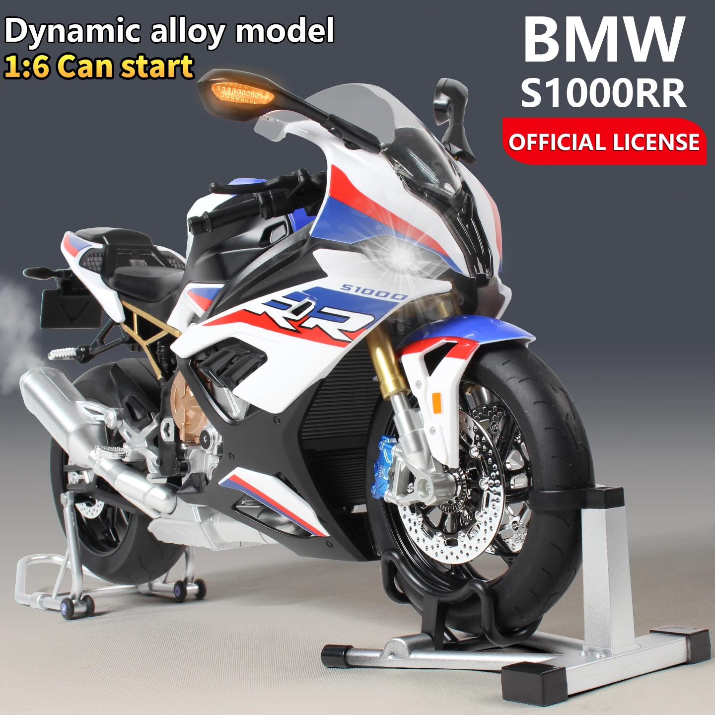 Officially Licensed BMW-S1000RR Motorcycle 1:6 Alloy Metal Diecast Model Sport Superbike Collectibles Toy Simulate Spray Light - view 4
