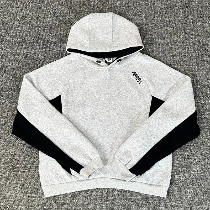 

Mertra Hoodie European American Trend Letter Embroidery Logo Fall New Streetwear Splice Contrast Color Sweatshirt Pullover
