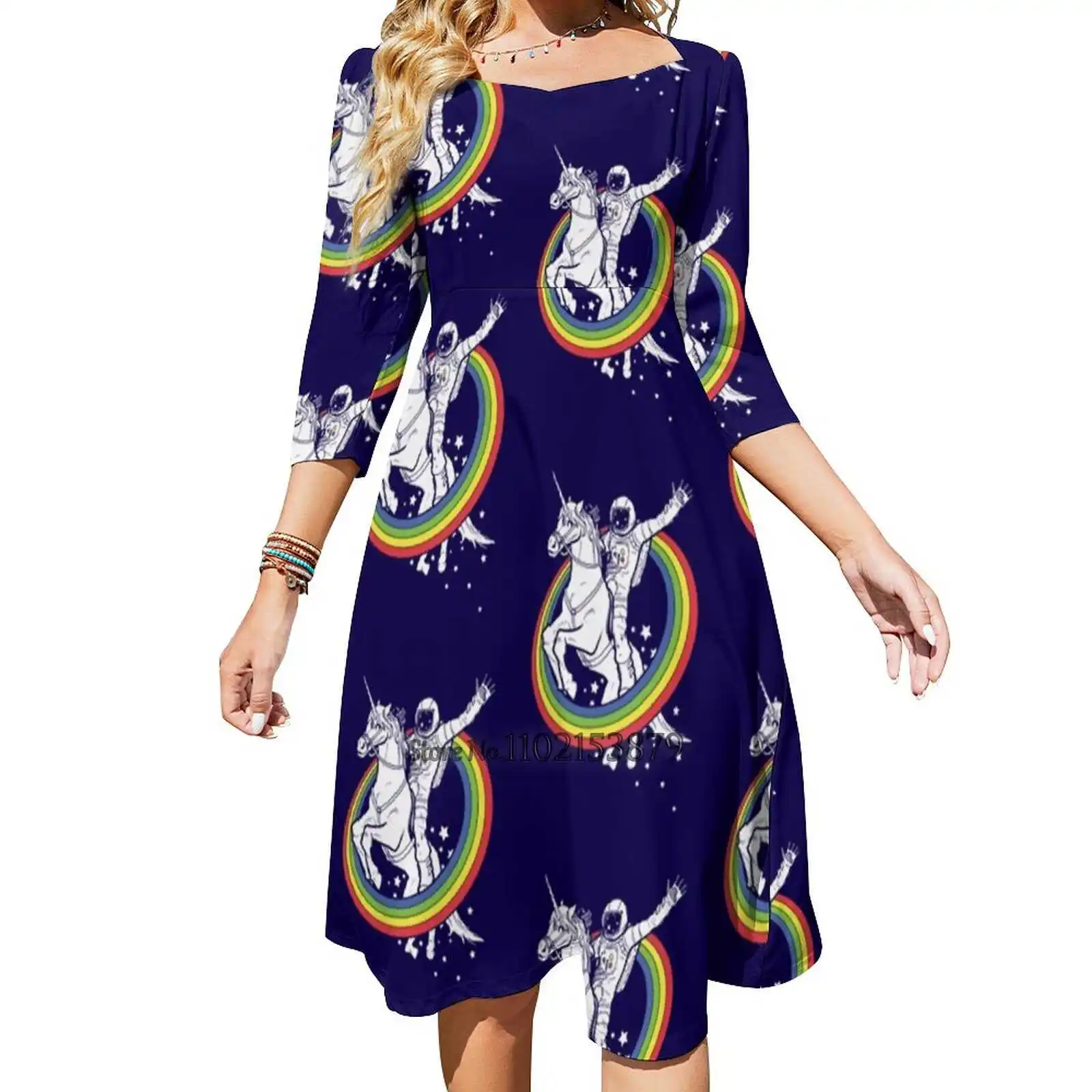 Epic Combo #23 Back Lacing Backless Dress Square Neck Dress Sweetheart Knot Flared Dress Space Unicorns Rainbow Astronaut