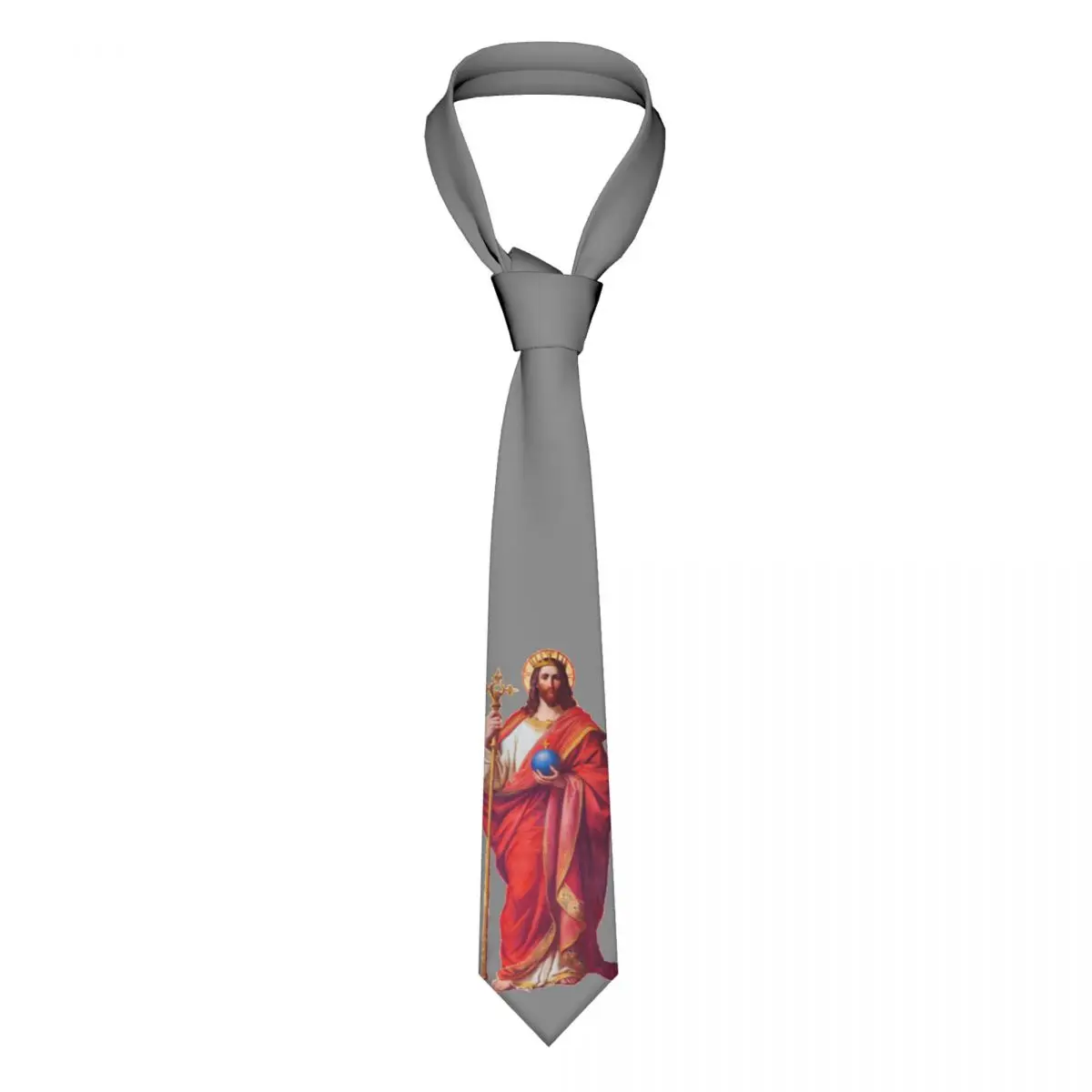 

Jesus Christ King Of The World Necktie Men Women Slim Polyester 8 cm Narrow Neck Tie for Mens Shirt Accessories Gravatas Party