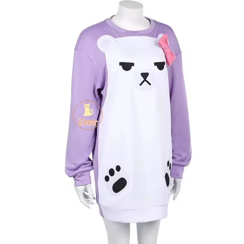 KPop 데몬 헌터스 미라 코스프레 의상 가발 퍼플 베어 파자마 스웨트셔츠 헤드웨어 헌트릭스 할로윈 파티 여성 소녀용