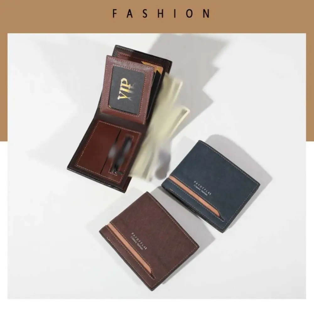 

Multi-position Men's Short Wallet Thin Korean Style PU Card Bag ID Card Holder Multi-function Leather Coin Pocket Shopping