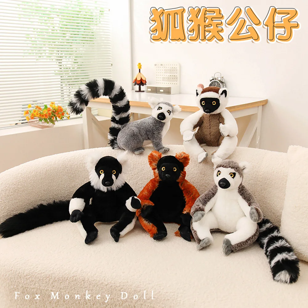 

Simulated Ring-tailed Lemur Plush Toys Real Shooting Cute Spiral Tail Stuffed Huggable Dolls Cuddly Companion Home Decor Gifts