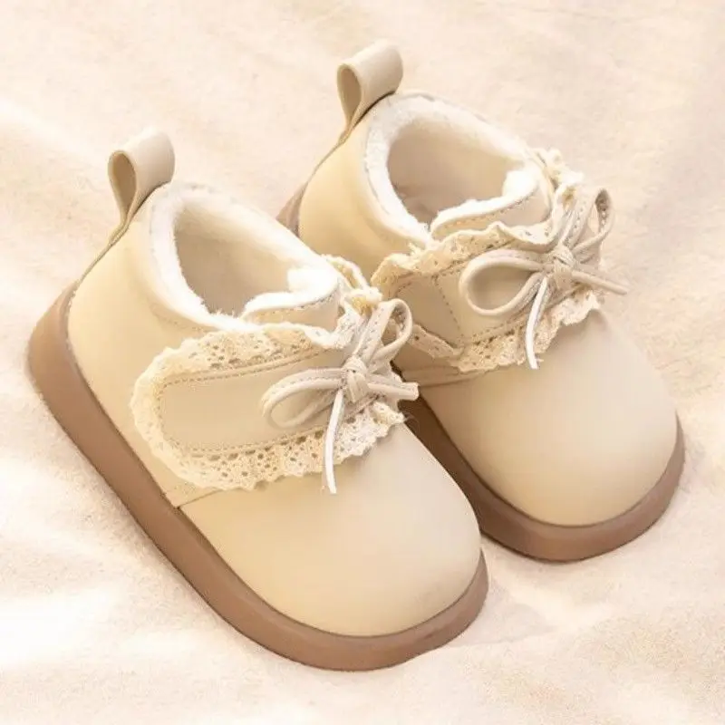 Children Shoes Girls Princess Style Cotton Plush Soft Soled Boots Designer Elegant Party Dresses Shoes Cute Kids Casual Sneakers