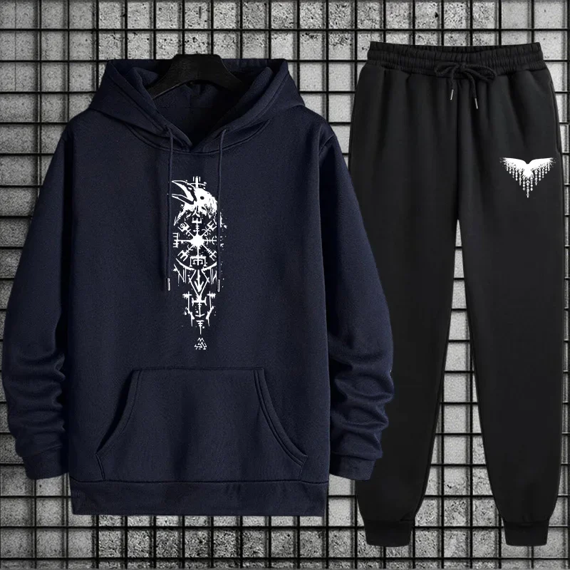 2025 Vendita calda Tuta da uomo Felpa con cappuccio Pantaloni sportivi 2 pezzi Set Felpa casual urbana Tuta da jogging Autunno/inverno Moda Abiti con cappuccio