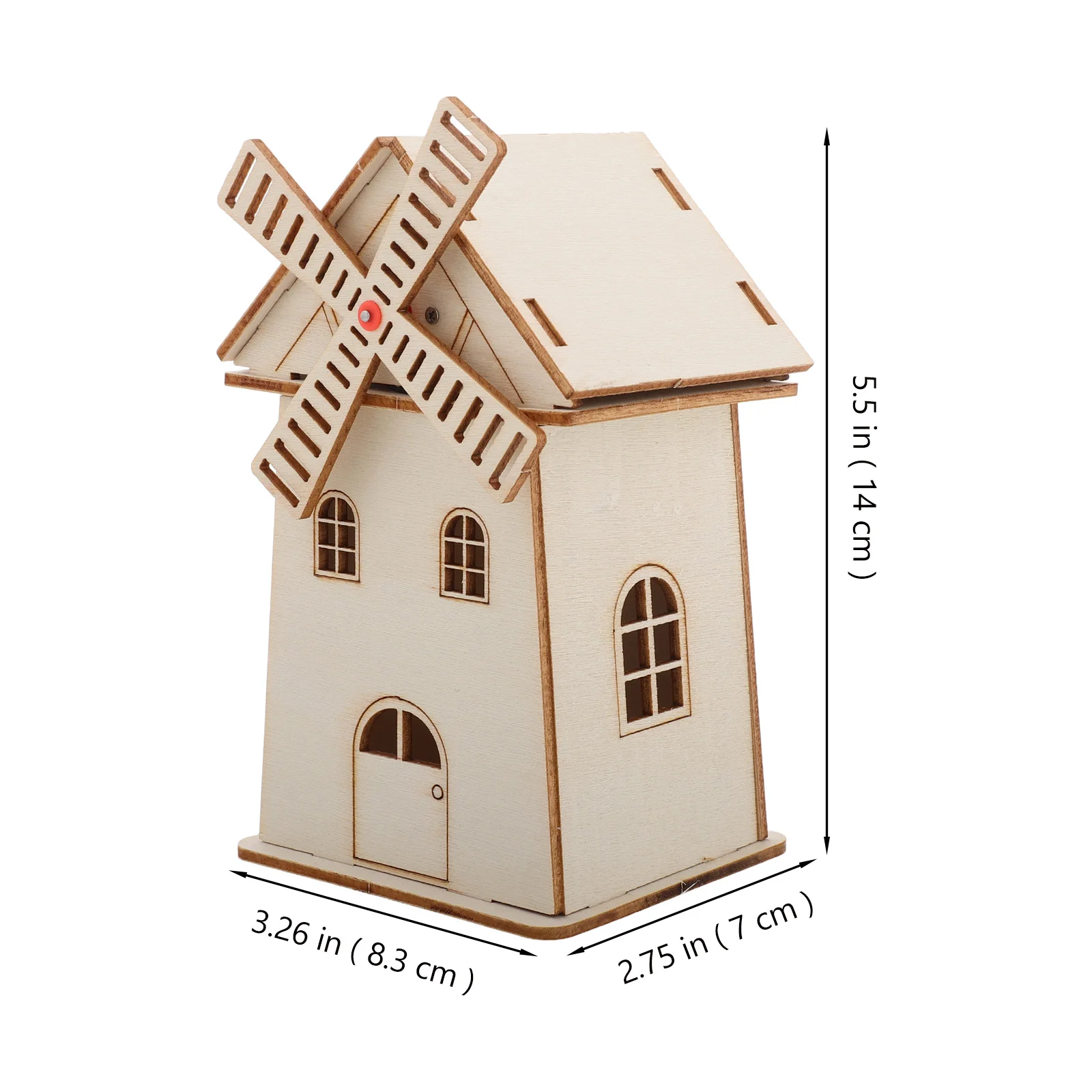 Casa mulino a vento solare in legno non finito Kit di montaggio fai-da-te Esperimento educativo scientifico Ornamento solare Modello di casa mulino a vento