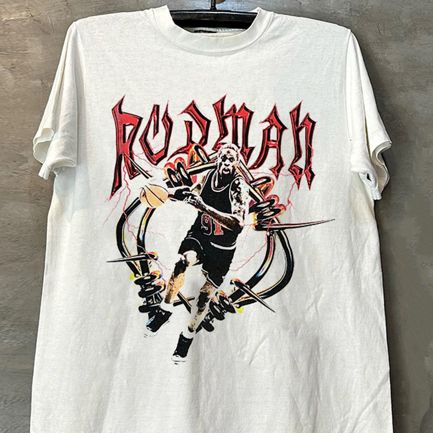 Rodman Basketball Sport Short Sleeve T-Shirt Vintage American Style Half Sleeve Trendy Small Collar Cotton Youth Summer Casual