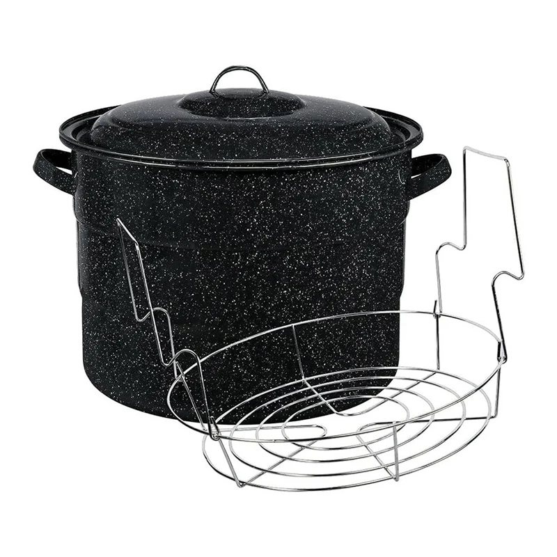 Enlatador de banho de água de aço inoxidável com rack de frasco, utensílios de cozinha, fácil de usar, 2 unidades, 21,5 quartos