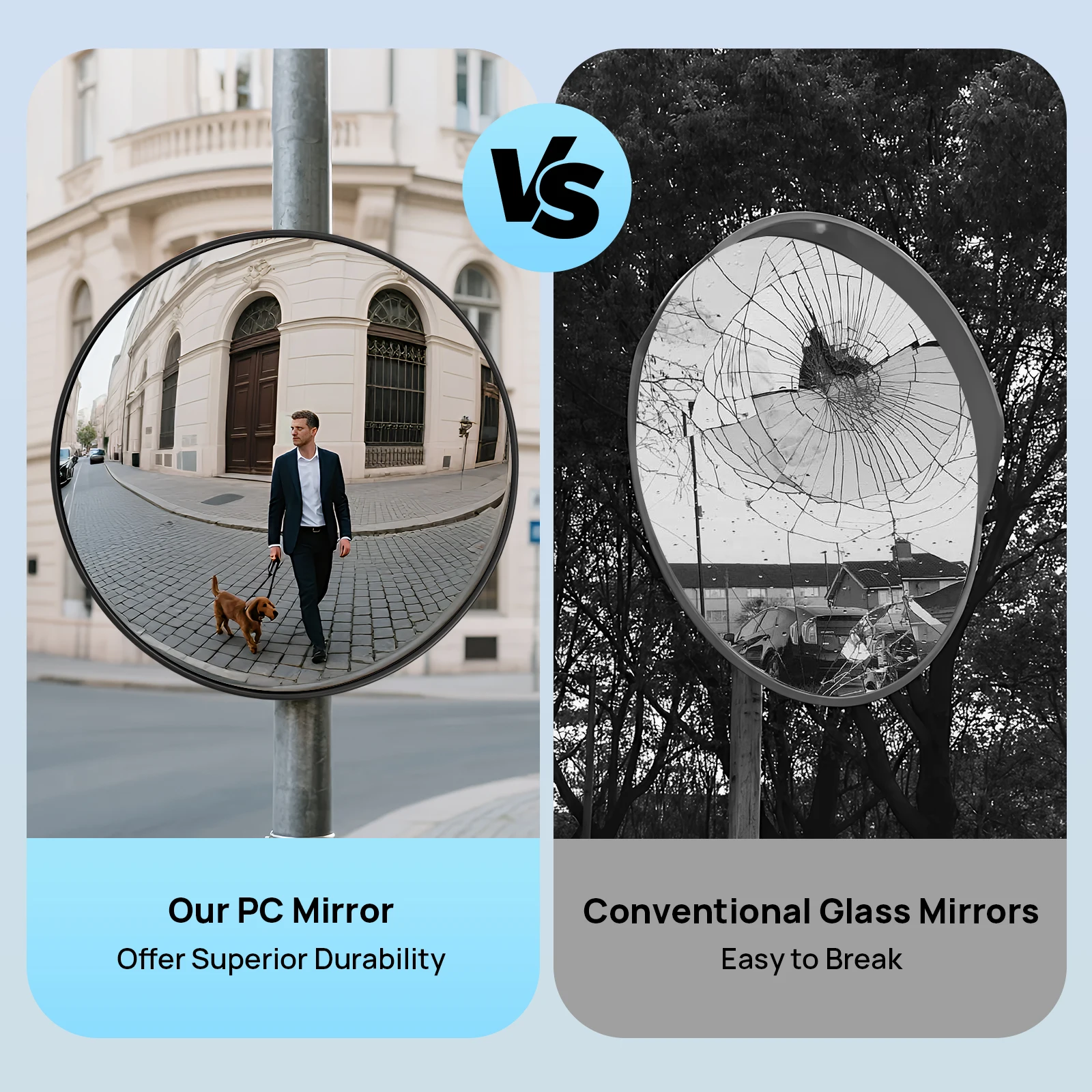 Convex Safety Mirror 30cm Diameter 135° Wide Angle Traffic Mirror for Warehouse Parking Lot Blind Corner