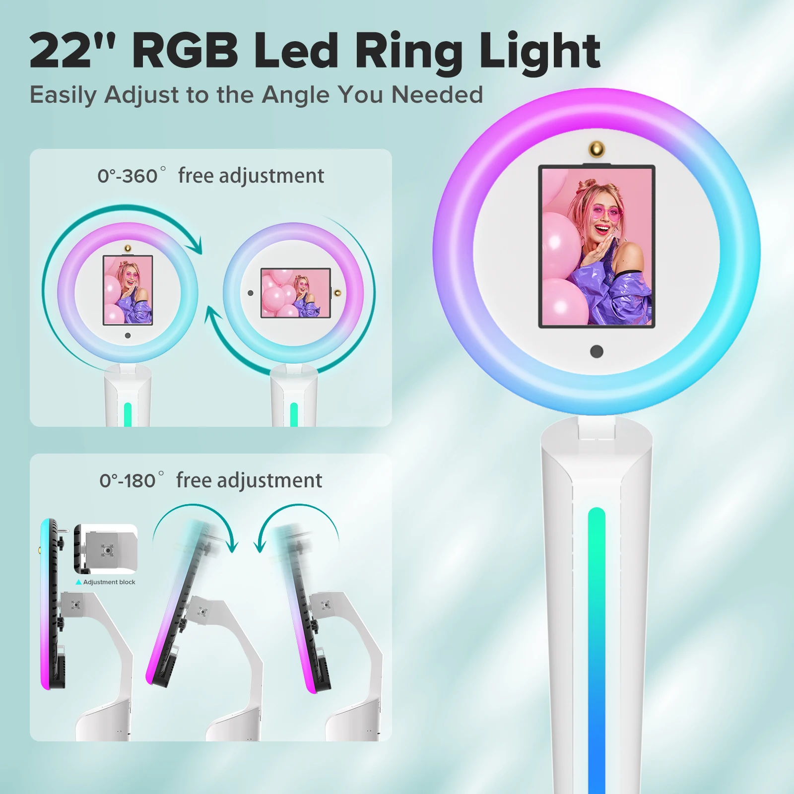 Portable Photo Booth with Remote/APP Control ipad Photobooth with RGB Ring Light Photo Booth Stand Machine for Party Wedding