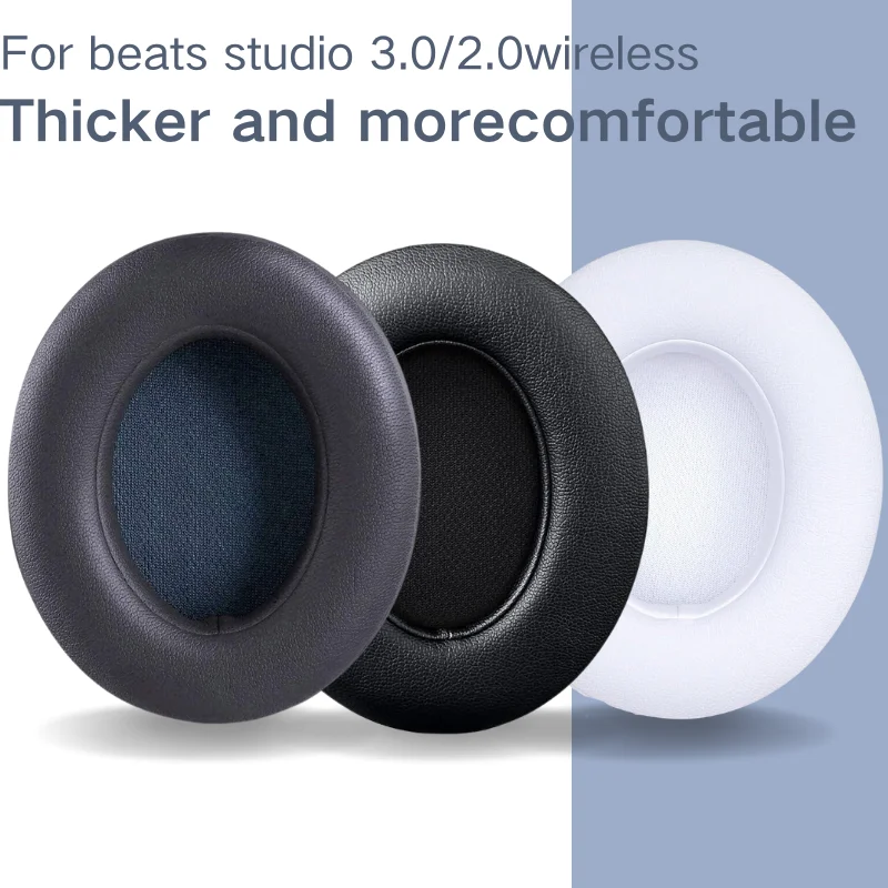 Replacement ear pads for Beats Studio 2&Studio 3 wireless headphones, soft protein leather ear pads for added thickness