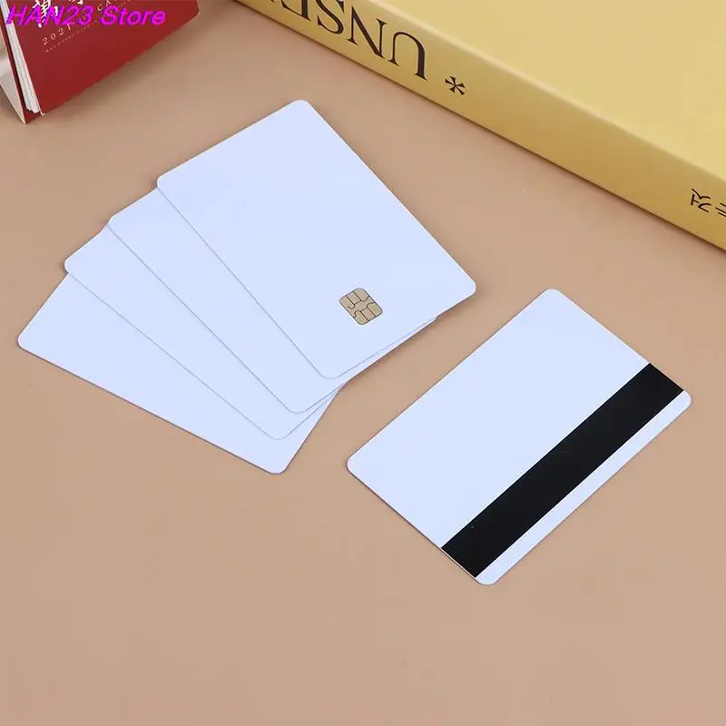 High Quality 5 Pcs Sle4442 Chip Blank Smart Card With Magnetic Strip Hico 3 Track Inkjet PVC Contact Type Composite IC Card