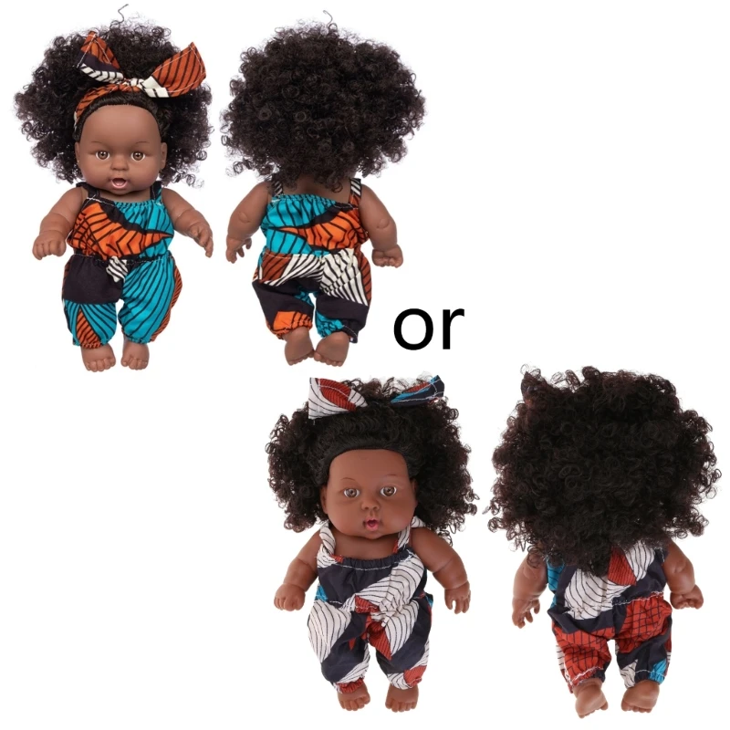 African Black Baby Toy with Curly Hair Christmas Simualtion Cartoon for Doll Dropship