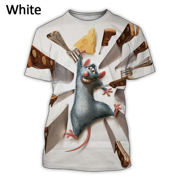 2024 New Hot Selling American Cartoon Ratatouille Remy 3D Printing Men\'s Short-sleeved T-shirt