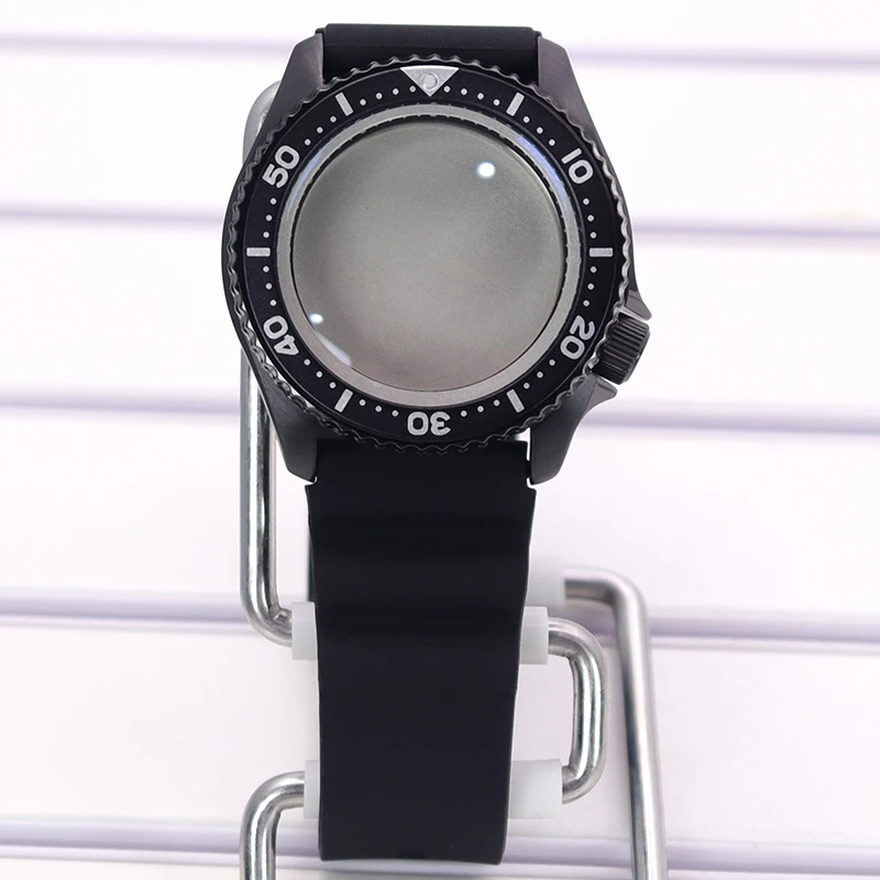 

42mm 100M Waterproof Watch Case Rubber Watchbands For NH35 NH36 NH34 NH38 automatic movement 28.5mm Dial Sapphire Crystal Glass